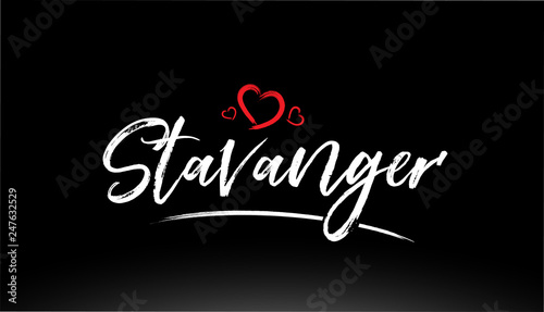 stavanger city hand written text with red heart logo