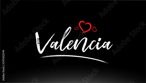 valencia city hand written text with red heart logo