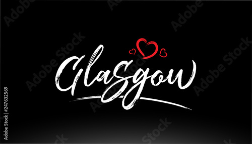 glasgow city hand written text with red heart logo