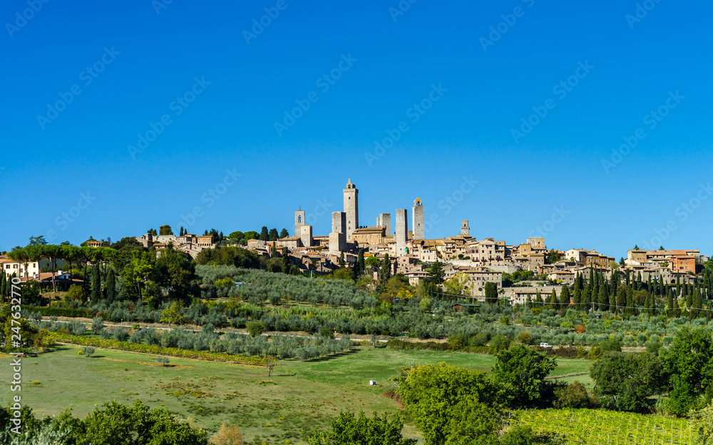 Medieval old italian city on the top  of the hill, Tuscany