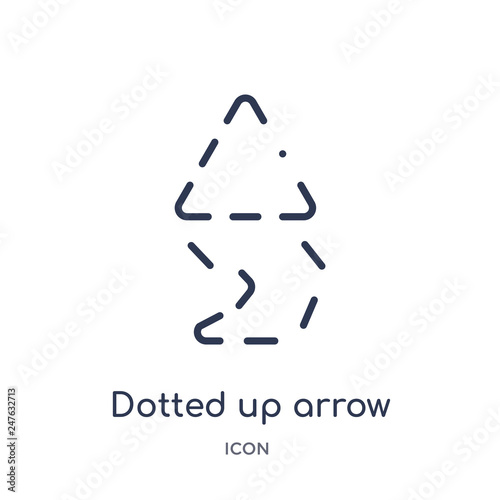 dotted up arrow icon from user interface outline collection. Thin line dotted up arrow icon isolated on white background.