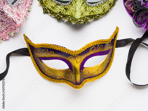 Colorful carnival masks on white background © tenkende