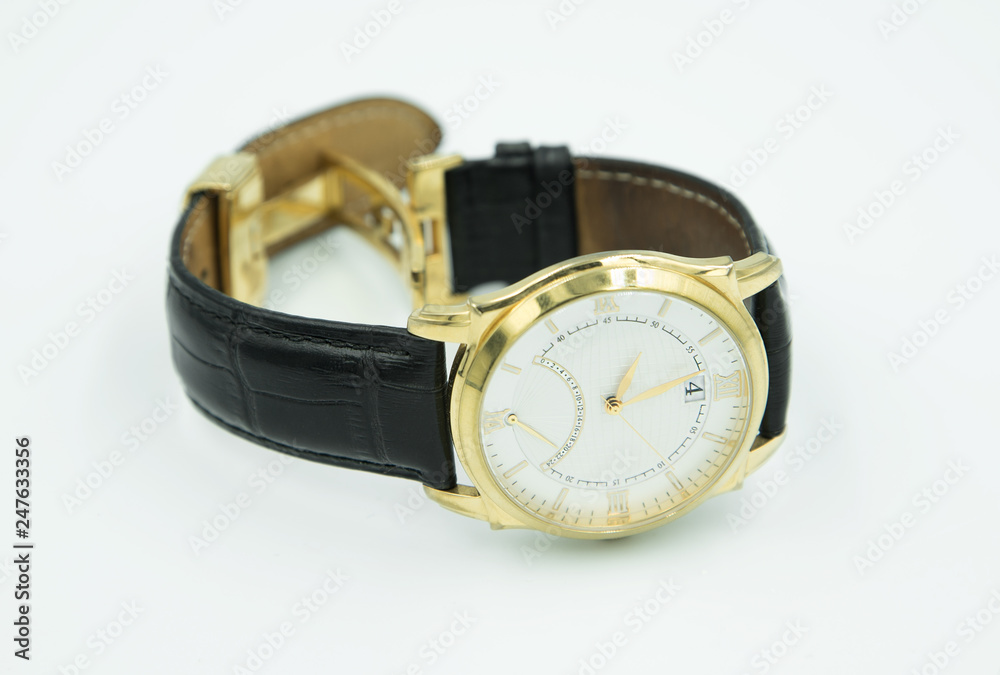 classic gold watch. business, time, life. clock on a white background classic gold watch. business, time, life. clock on a white background