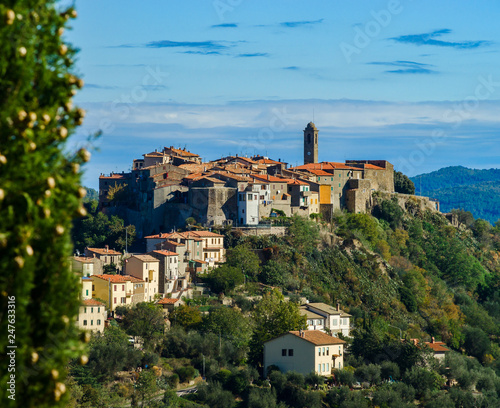 Medieval old italian city on the top of the hill, Tuscany