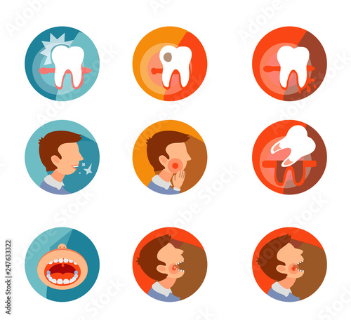 Set of icons with tooth problems