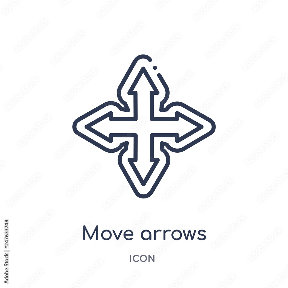 move arrows icon from user interface outline collection. Thin line move arrows icon isolated on white background. move arrows icon from user interface outline collection. Thin line move arrows icon isolated on white background.