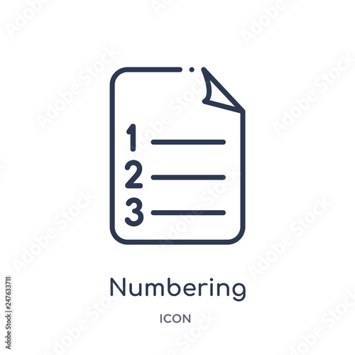 numbering icon from user interface outline collection. Thin line numbering icon isolated on white background. © Meth Mehr