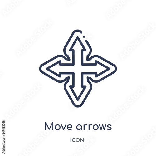 move arrows icon from user interface outline collection. Thin line move arrows icon isolated on white background.