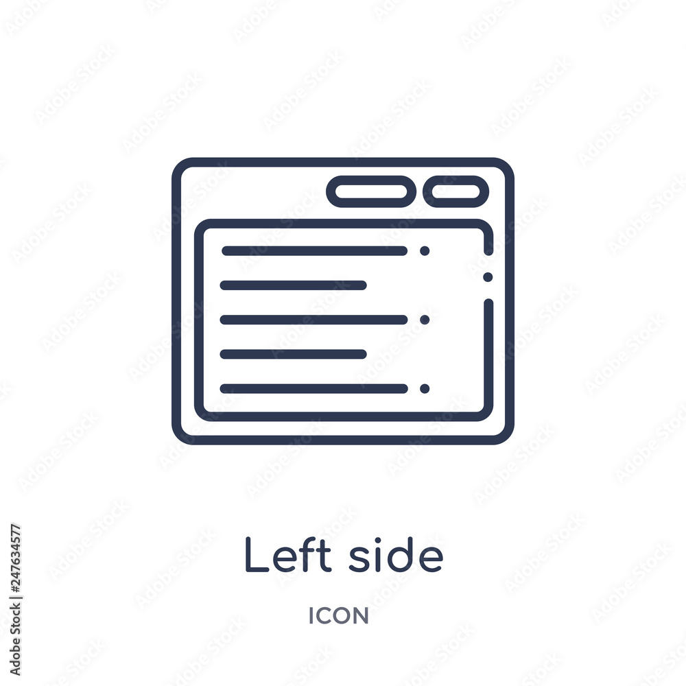 left side alignment icon from user interface outline collection. Thin line left side alignment icon isolated on white background. left side alignment icon from user interface outline collection. Thin line left side alignment icon isolated on white background.