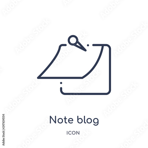 note blog icon from user interface outline collection. Thin line note blog icon isolated on white background.