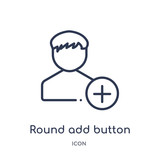 round add button icon from user interface outline collection. Thin line round add button icon isolated on white background.