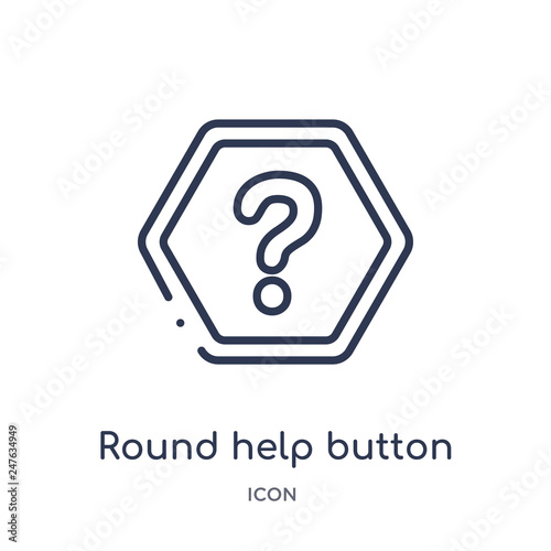 round help button icon from user interface outline collection. Thin line round help button icon isolated on white background.