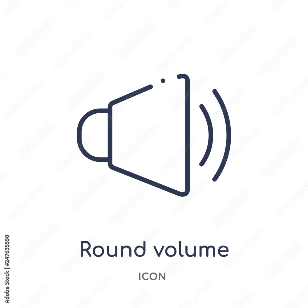 round volume button icon from user interface outline collection. Thin line round volume button icon isolated on white background. round volume button icon from user interface outline collection. Thin line round volume button icon isolated on white background.