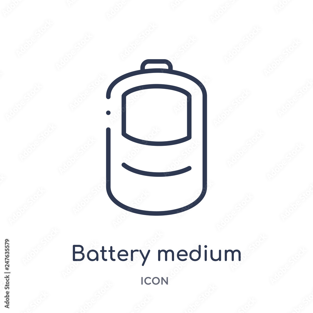 battery medium charge icon from user interface outline collection. Thin line battery medium charge icon isolated on white background.