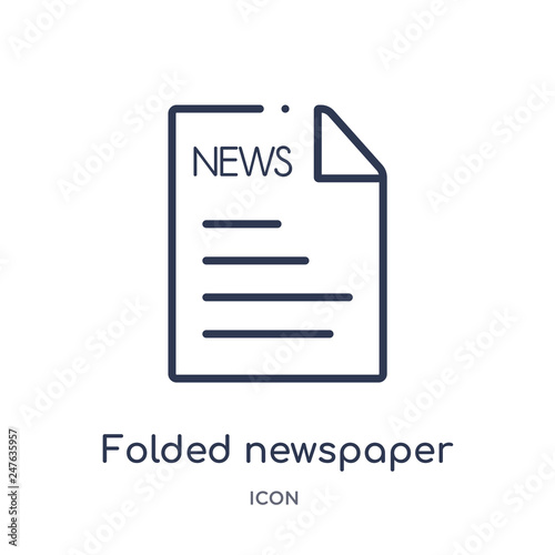 folded newspaper icon from user interface outline collection. Thin line folded newspaper icon isolated on white background. © Meth Mehr