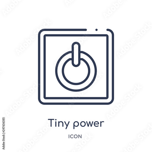 tiny power icon from user interface outline collection. Thin line tiny power icon isolated on white background.