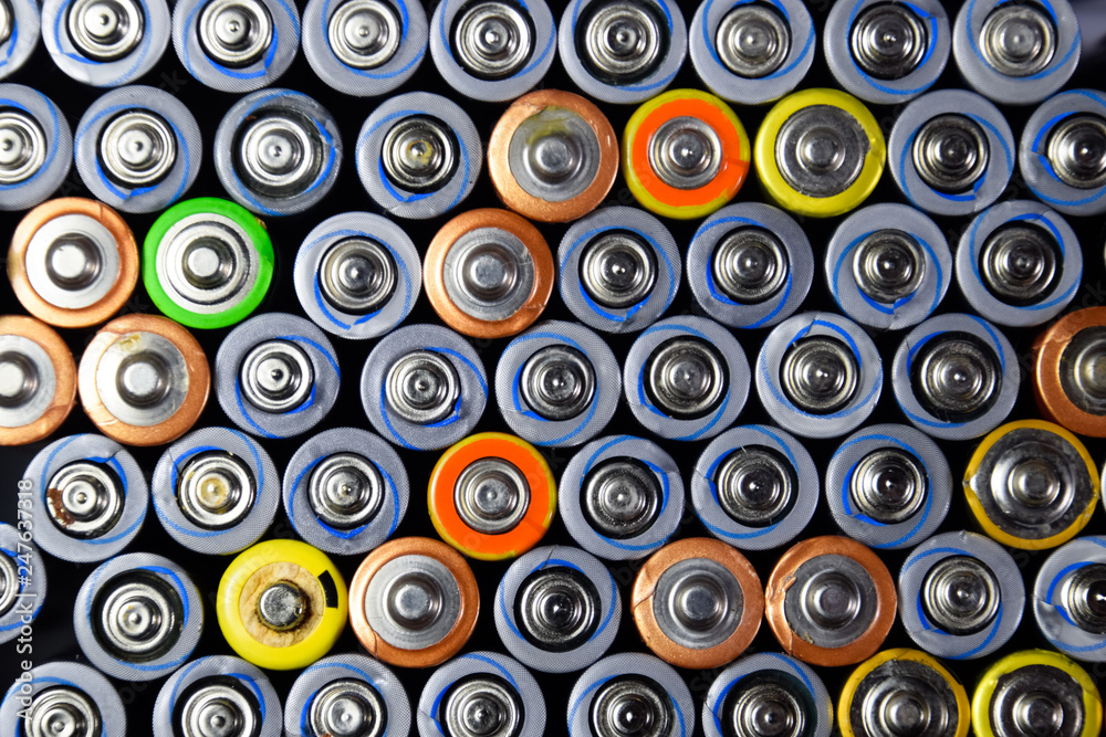 Salt and alkaline batteries, source of energy for portable technology. AAA and AA batteries Salt and alkaline batteries, source of energy for portable technology. AAA and AA batteries