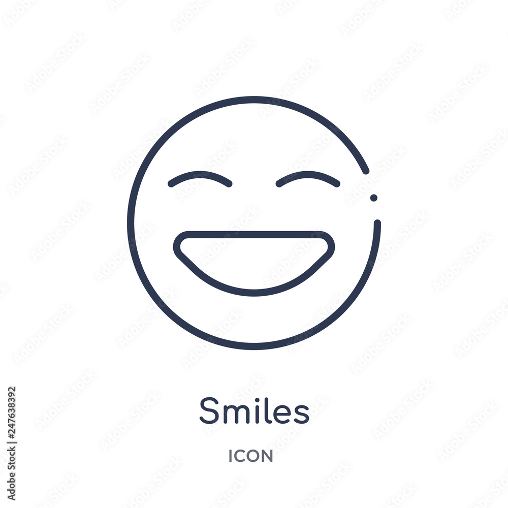 smiles icon from user interface outline collection. Thin line smiles icon isolated on white background. smiles icon from user interface outline collection. Thin line smiles icon isolated on white background.
