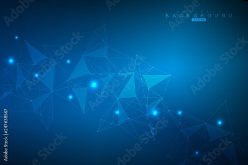 Big Data Visualization Background. Modern futuristic virtual abstract background. Science network pattern, connecting lines and dots. Global network connection vector.