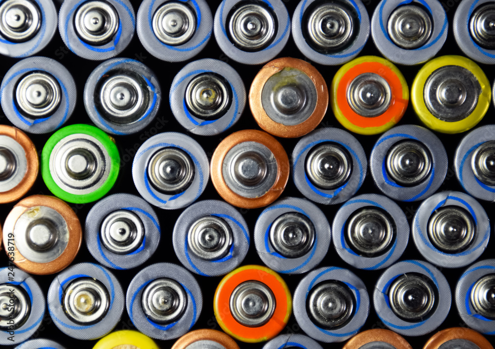 Salt and alkaline batteries, source of energy for portable technology. AAA and AA batteries Salt and alkaline batteries, source of energy for portable technology. AAA and AA batteries
