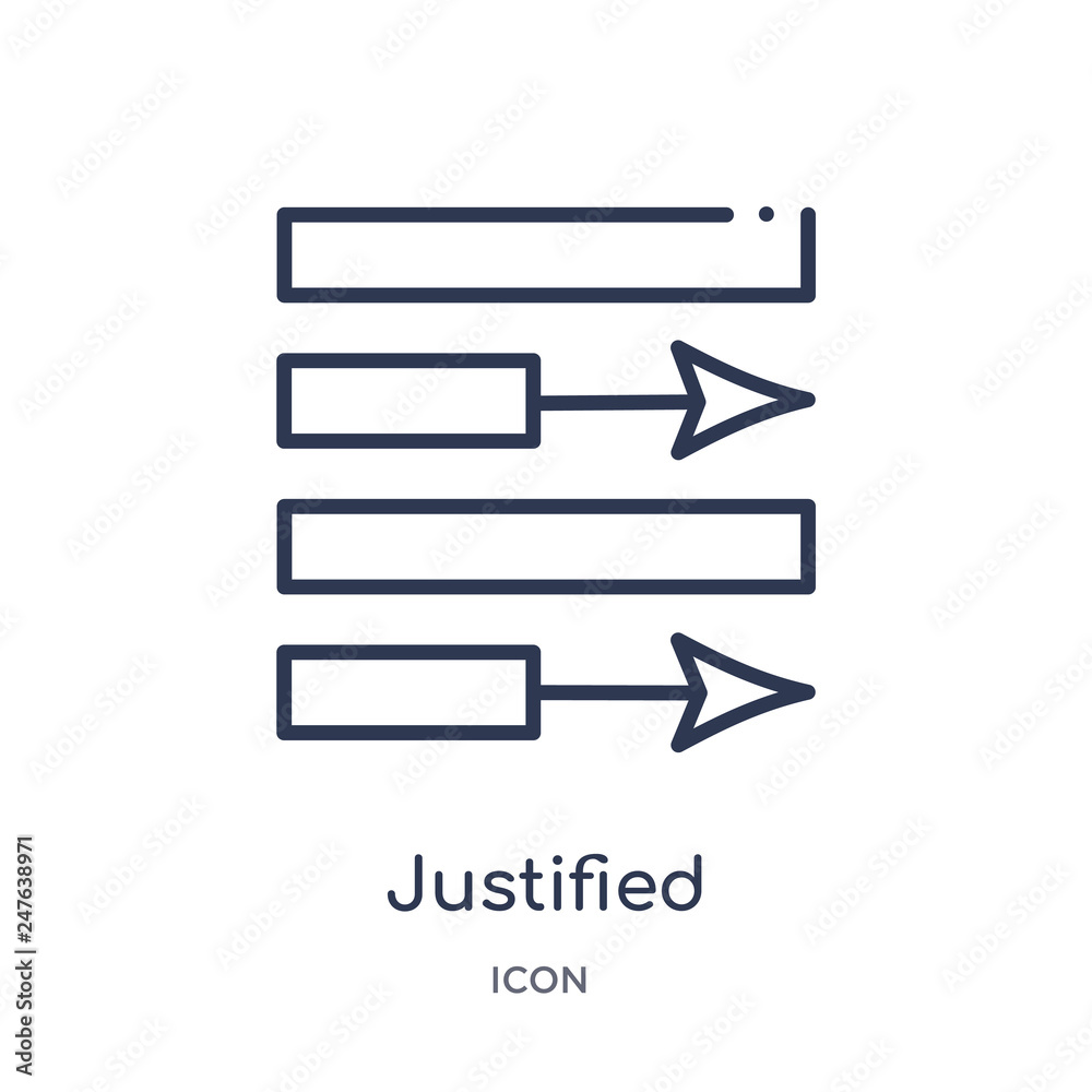 justified icon from user interface outline collection. Thin line justified icon isolated on white background. justified icon from user interface outline collection. Thin line justified icon isolated on white background.