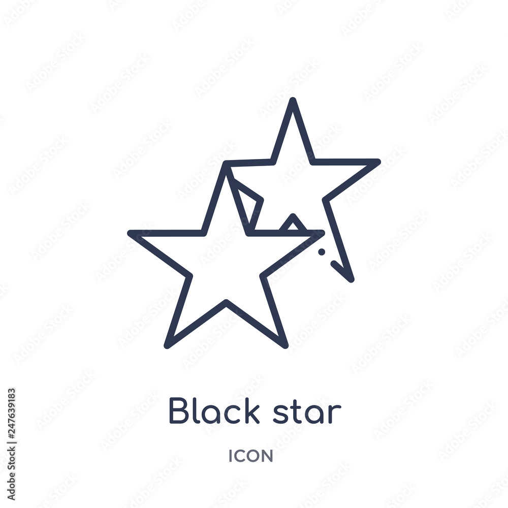 black star icon from user interface outline collection. Thin line black star icon isolated on white background.