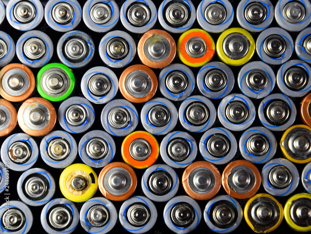 Salt and alkaline batteries, source of energy for portable technology. AAA and AA batteries Salt and alkaline batteries, source of energy for portable technology. AAA and AA batteries