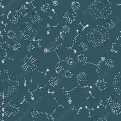 Seamless pattern with cocktails. Color outlineelements in vector.
