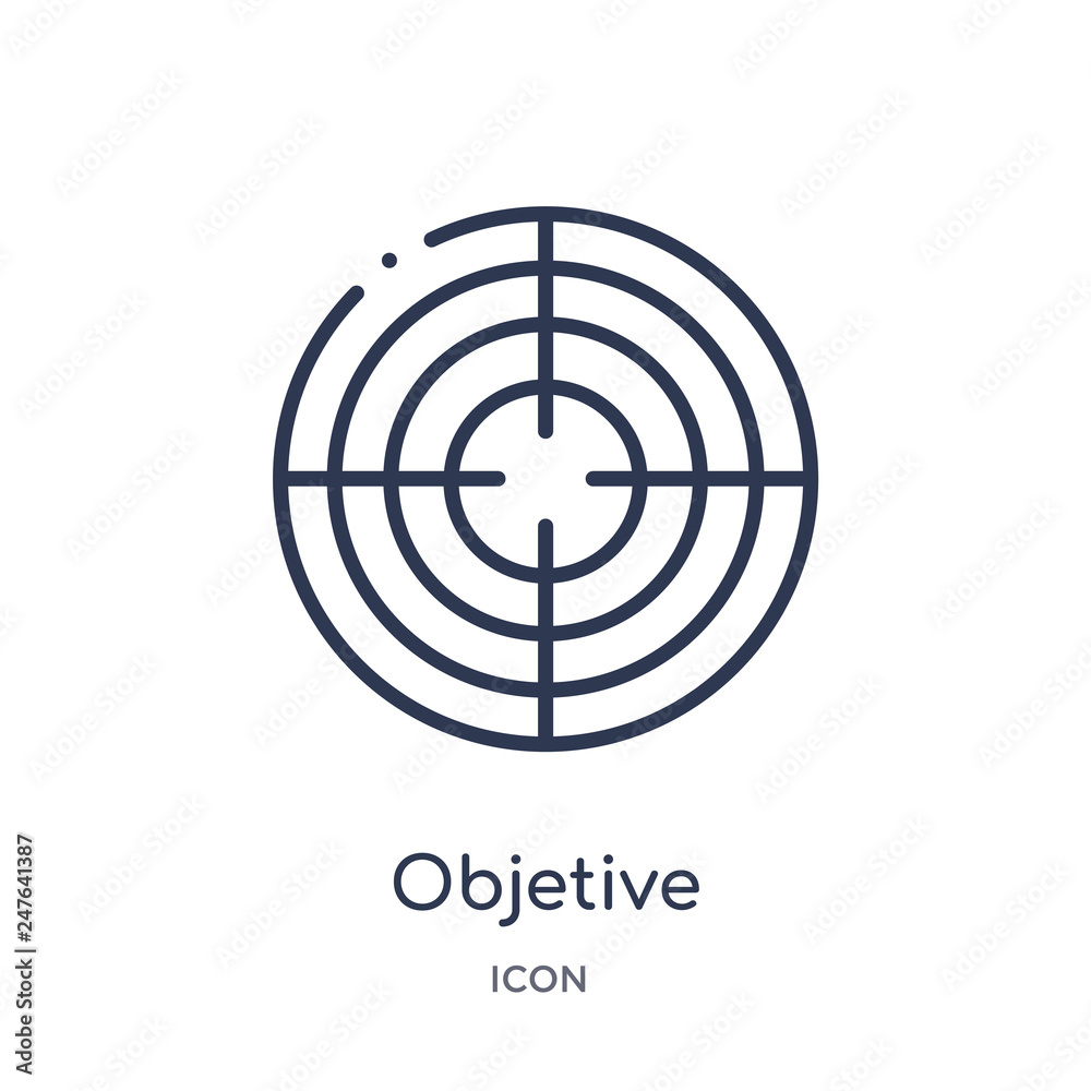 objetive icon from weapons outline collection. Thin line objetive icon isolated on white background. objetive icon from weapons outline collection. Thin line objetive icon isolated on white background.