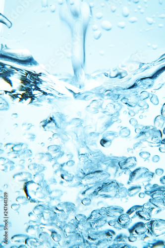 Bubbles in Water liquid Blue Beautiful abstract background