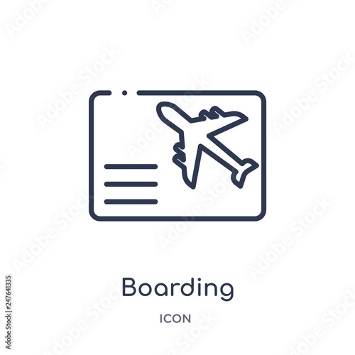 boarding icon from weapons outline collection. Thin line boarding icon isolated on white background.