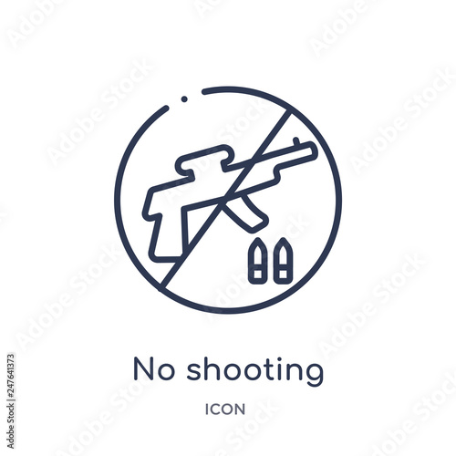 no shooting icon from weapons outline collection. Thin line no shooting icon isolated on white background.