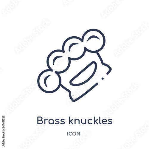 brass knuckles icon from weapons outline collection. Thin line brass knuckles icon isolated on white background.