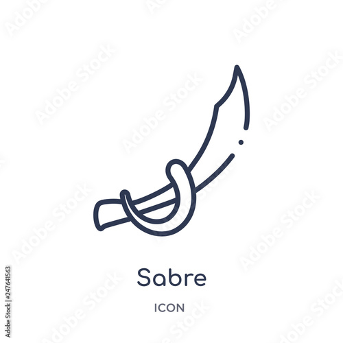 sabre icon from weapons outline collection. Thin line sabre icon isolated on white background.