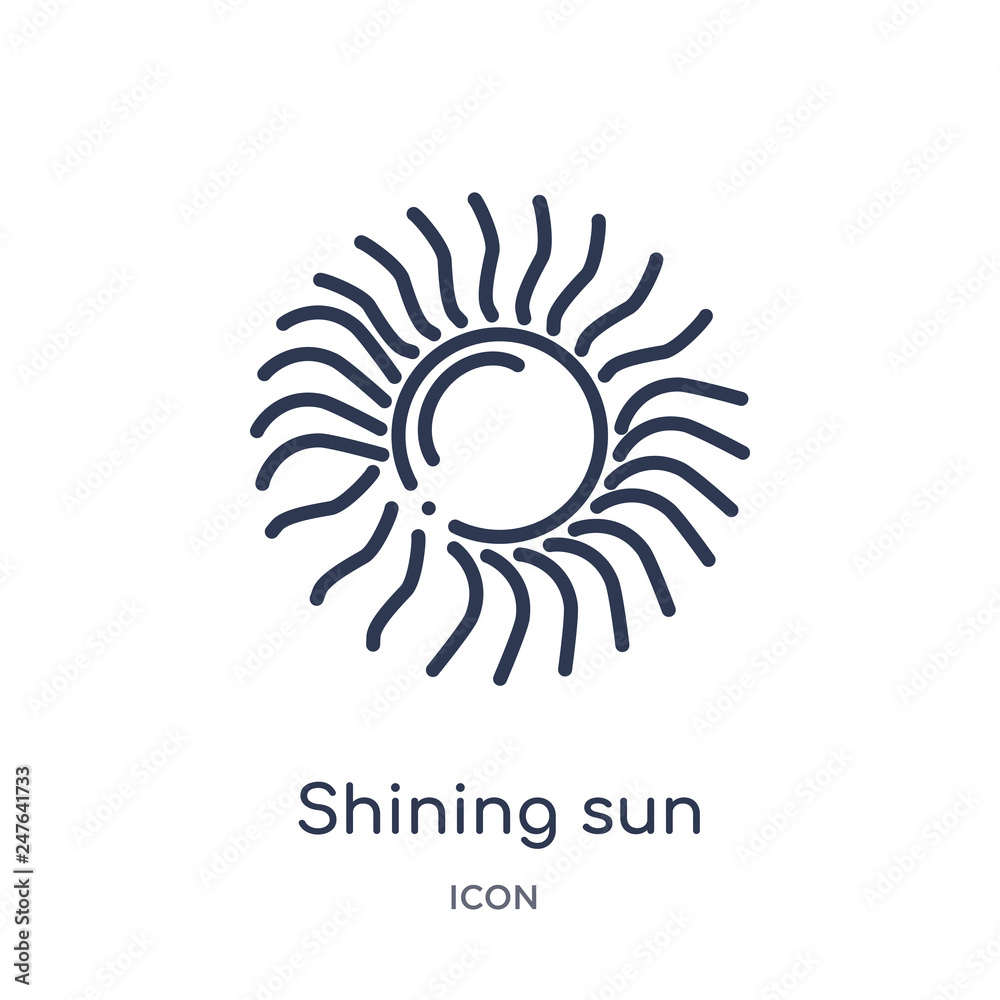 shining sun icon from weather outline collection. Thin line shining sun icon isolated on white background. shining sun icon from weather outline collection. Thin line shining sun icon isolated on white background.