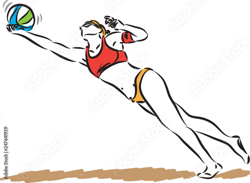 volley beach woman player vector illustration