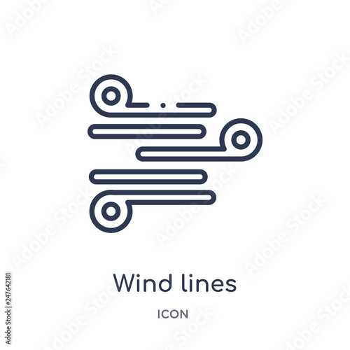 wind lines icon from weather outline collection. Thin line wind lines icon isolated on white background.