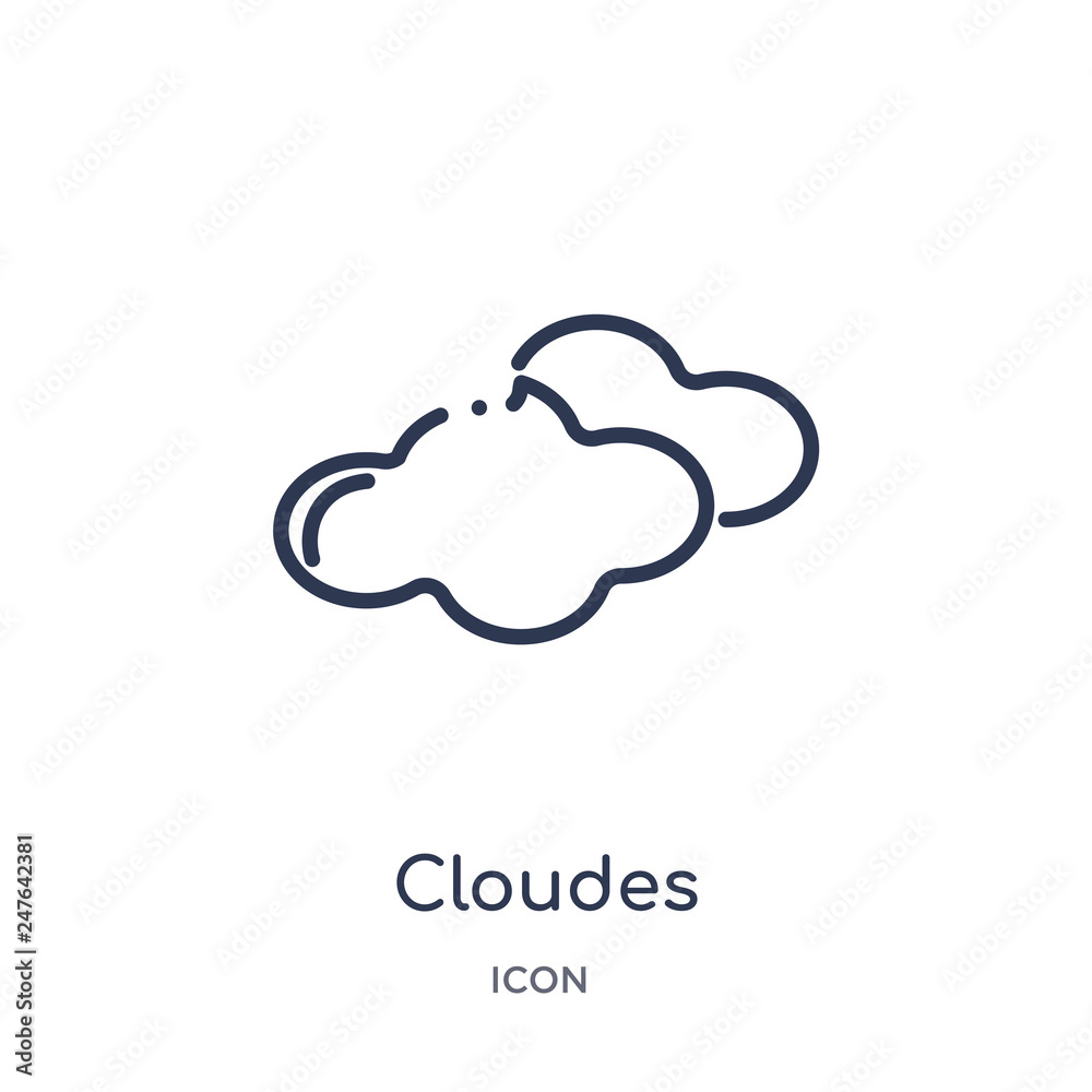 cloudes icon from weather outline collection. Thin line cloudes icon isolated on white background. cloudes icon from weather outline collection. Thin line cloudes icon isolated on white background.