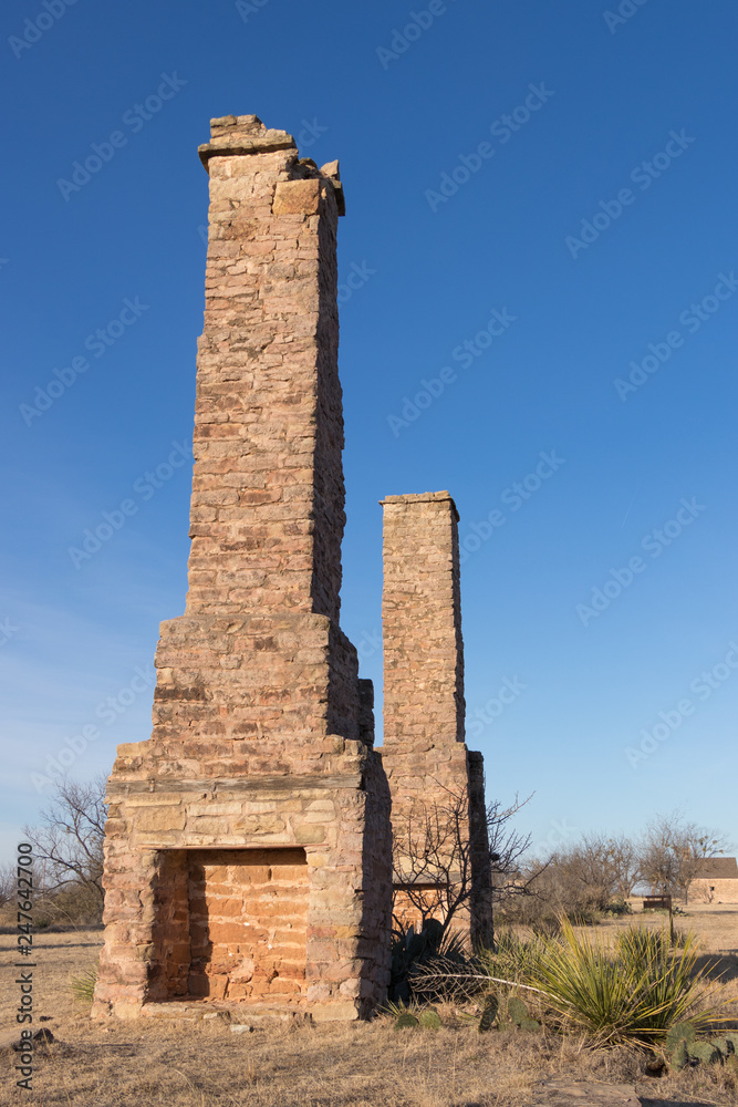 Chimneys from an abandoned fort.