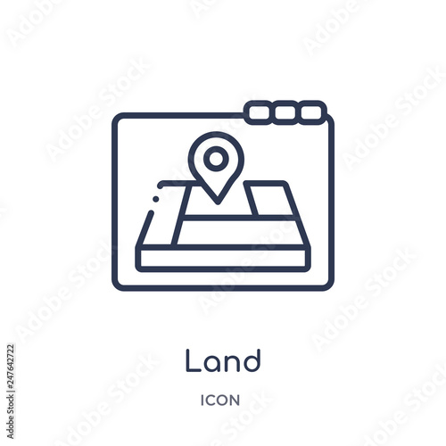 land icon from web outline collection. Thin line land icon isolated on white background.