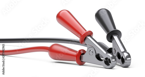 Jumper cable for car battery. Power supply wire.