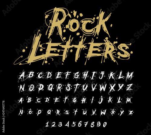     Hand drawn dry brush font. Modern brush lettering. Grunge style alphabet. Vector illustration. 