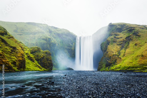 Famous Skogafoss waterfall on Skoga river, Iceland photo