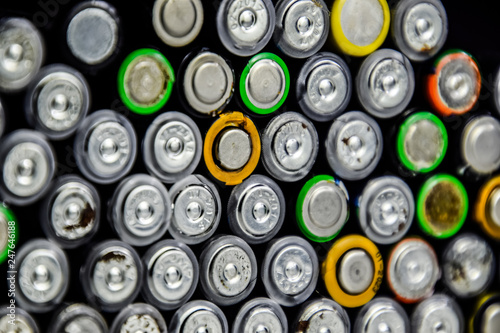 Salt and alkaline batteries, source of energy for portable technology. AAA and AA batteries photo