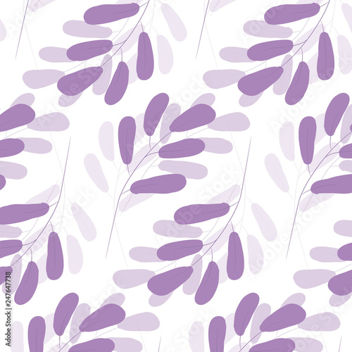 Seamless pattern with light violet leaves. Pastel. Pattern is  saved in swatch panel. Vector EPS10.