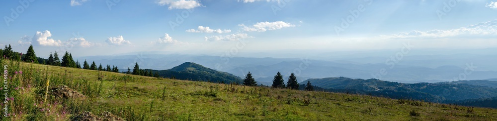 Panoramic view of a mountain range in summer - Kopaonik, Serbia