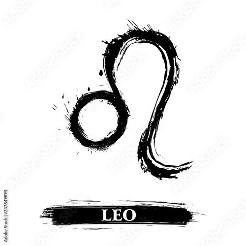 Leinwand Poster Zodiac sign Leo created in grunge style