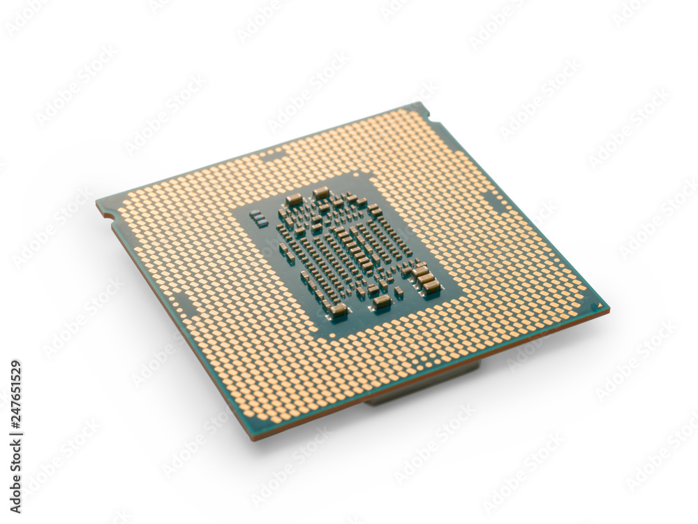 CPU close up with selective focus isolated with clipping path CPU close up with selective focus isolated with clipping path