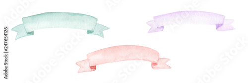 Watercolor set of ribbons
