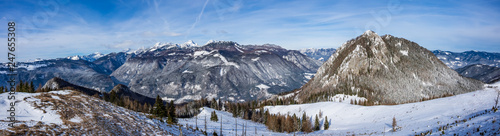 Panoramic view of the mount Rogatec and the Kamnik-Savinja Alps, from the top of the mount Lepenatka, Slovenia © erikzunec